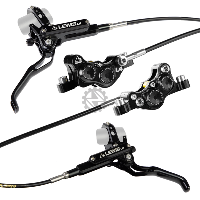 Lewis LH4 4-Pistons Hydraulic Brake Set (Front & Rear) Black