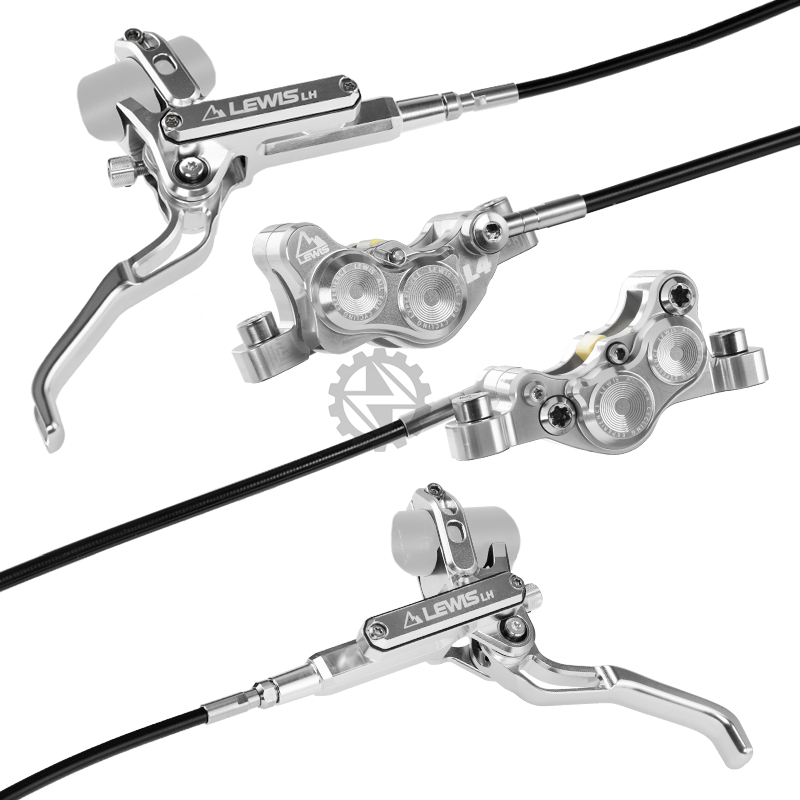 Lewis LH4 4-Pistons Hydraulic Brake Set (Front & Rear) Silver
