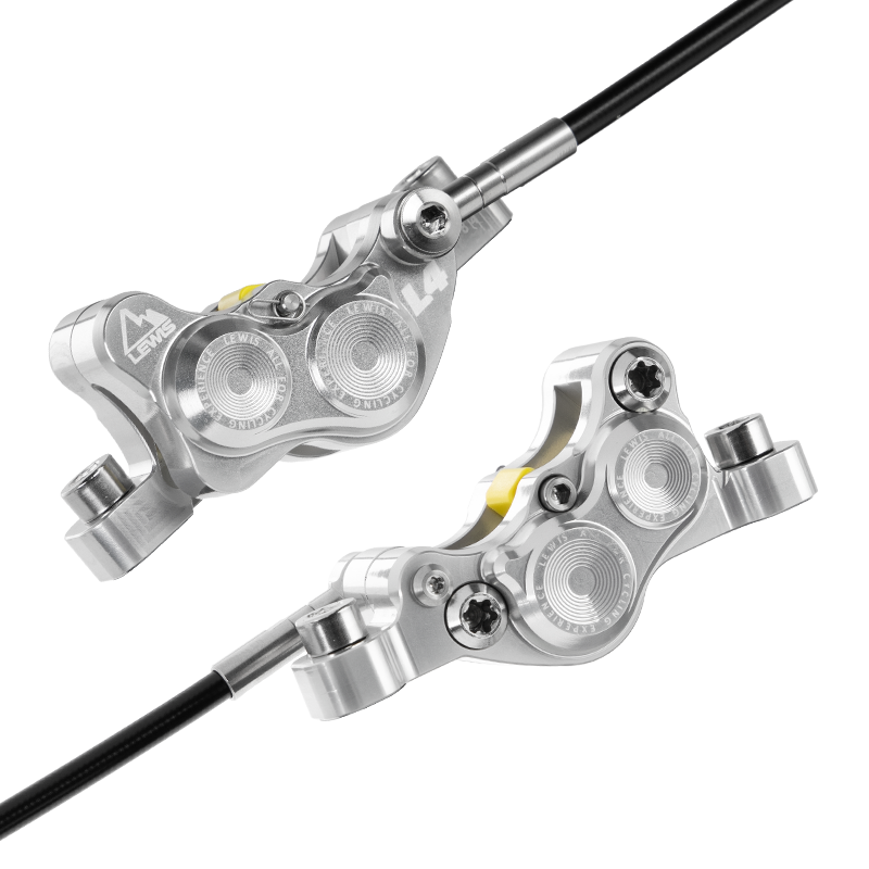 Lewis LH4 4-Pistons Hydraulic Brake Set (Front & Rear) Silver