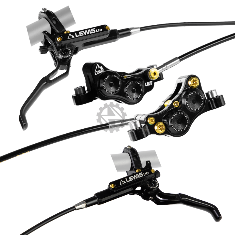 Lewis LHT (Titanium) 4-Pistons Hydraulic Brake Set (Front & Rear) Black