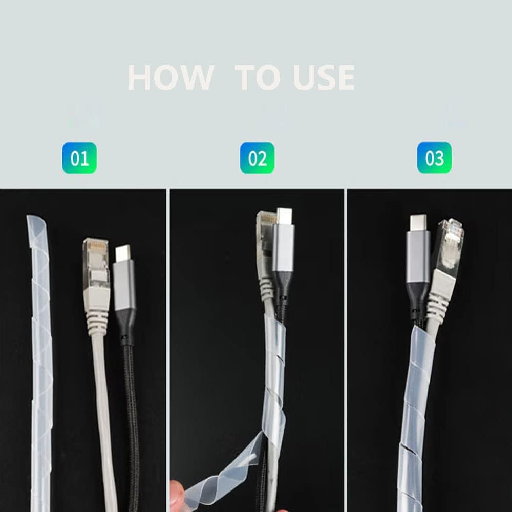 Spiral Cable Wrap - 3 Ft Cable Management Sleeve Organizer