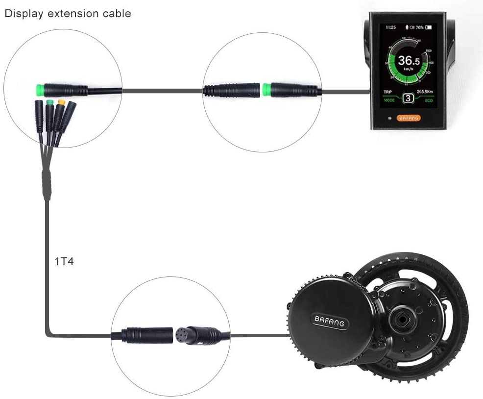 Bafang 5-Pin Extension Cable: BBS Mid/Hub Display