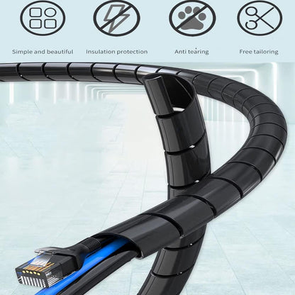Spiral Cable Wrap - 3 Ft Cable Management Sleeve Organizer