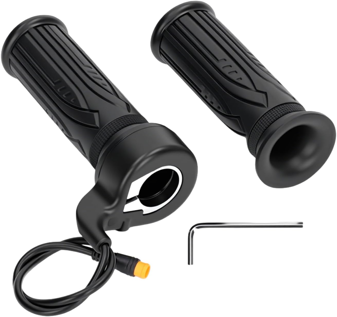 EBike Full Twist Throttle, 3 Pin EBike Throttle Grip with Waterproof Joint, 12-72V Right Hand Throttle for Electric Bike Electric Scooter or Electric Bicycle Conversion for 22.2mm Handlebar