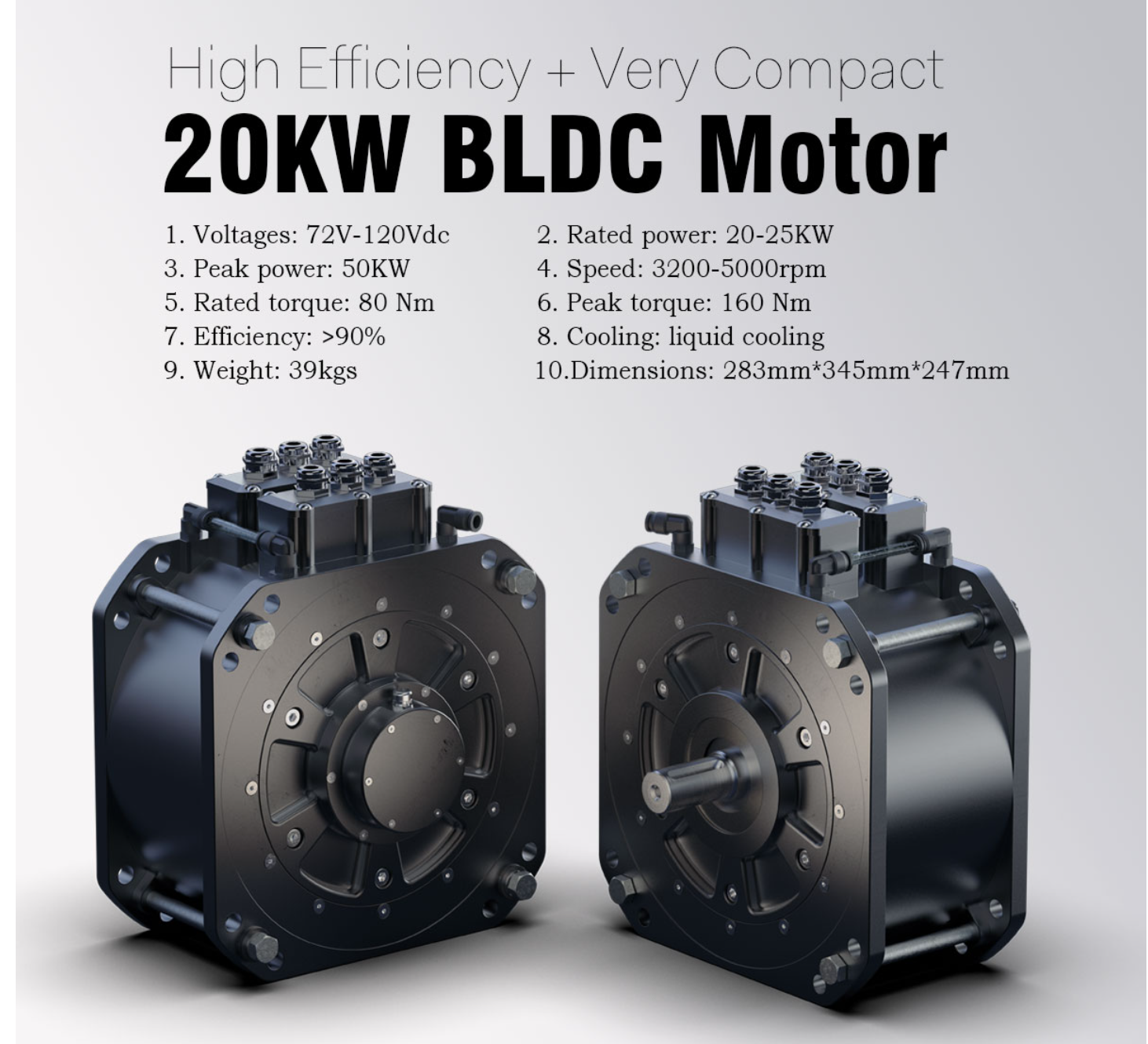 20 KW Liquid Cooled BLDC Motor
