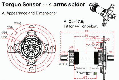 ERider-T17N Torque Sensor for 68mm BB Shells