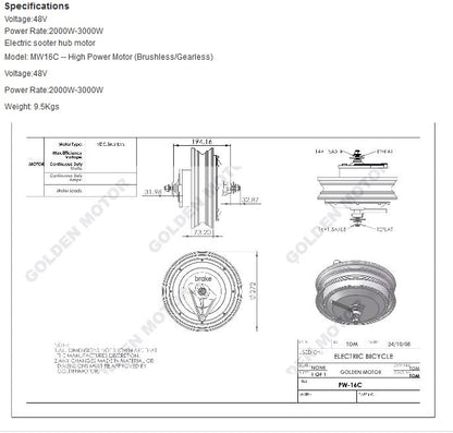 48v 1.5 KW Scooter Hub Motor