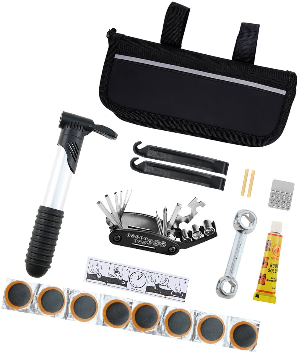 Bicycle Repair Tool Kit With Tire Repair, Pump, Repair wrench